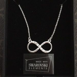Infinity necklace w/ Swarovski elements; brand new